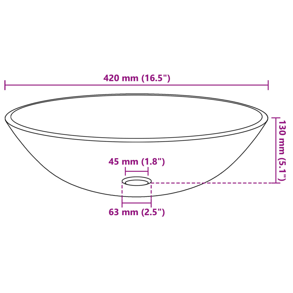 Wasbak gehard glas 42 cm transparant