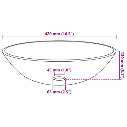 Wasbak gehard glas 42 cm matglas