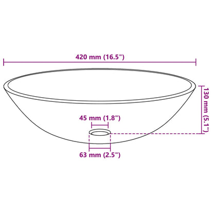 Wasbak gehard glas 42 cm zwart