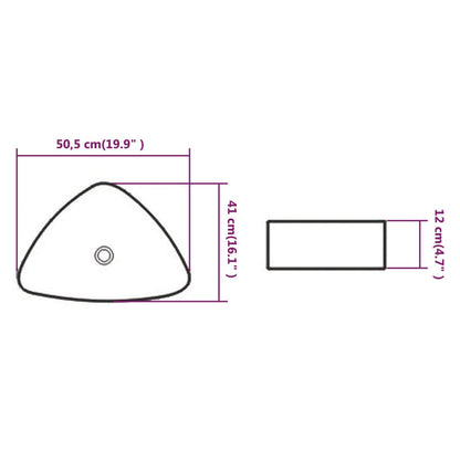 Wastafel driehoekig wit 50,5x41x12 cm keramiek