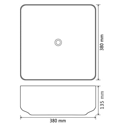 Wastafel vierkant 38x38x13,5 cm keramiek zwart