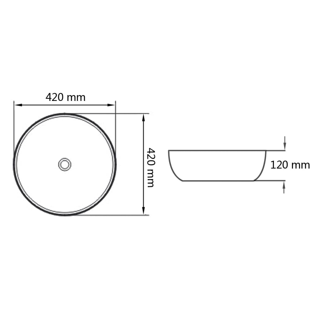 Wastafel rond 42x12 cm keramiek zwart