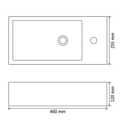 Wastafel met kraangat rechthoekig 46x25,5x12 cm keramiek zwart