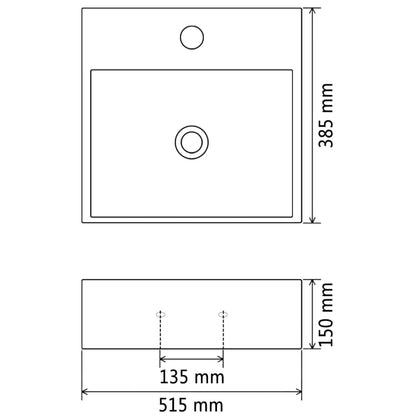 Wastafel met kraangat 51,5x38,5x15 cm keramiek zwart