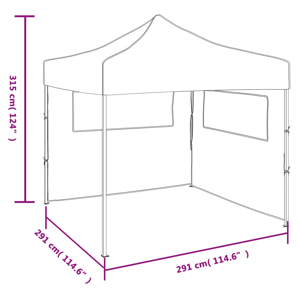 Vouwtent met 2 wanden 3x3 m crème