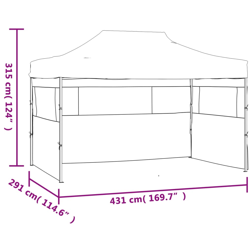 Vouwtent met 3 wanden 3x4,5 m crème