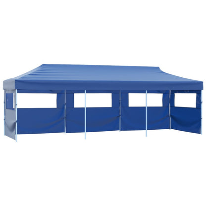 Vouwtent pop-up met 5 zijwanden 3x9 m blauw