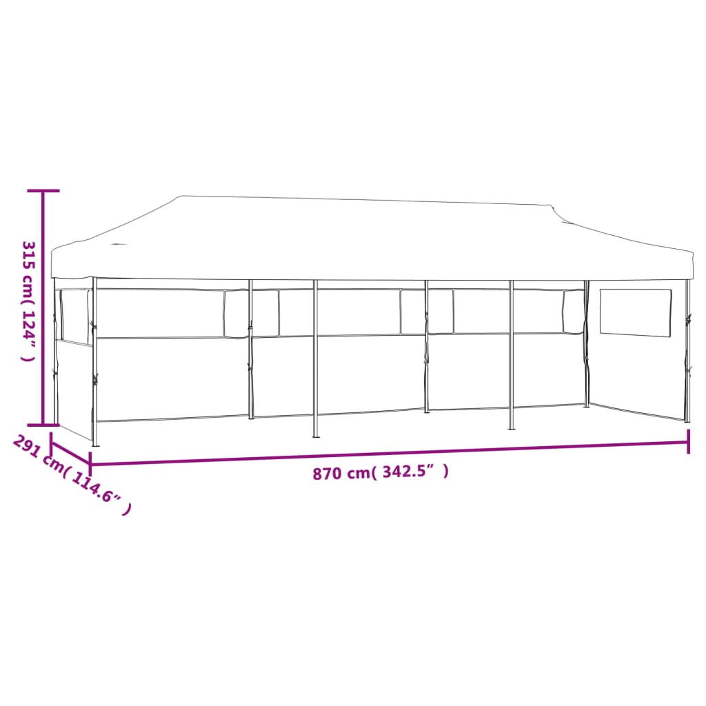 Vouwtent pop-up met 5 zijwanden 3x9 m blauw