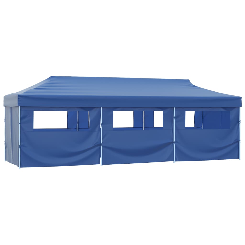 Vouwtent pop-up met 8 zijwanden 3x9 m blauw