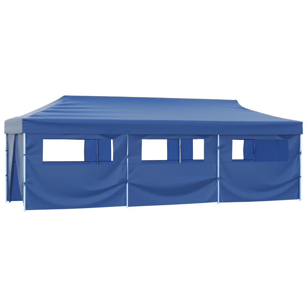 Vouwtent pop-up met 8 zijwanden 3x9 m blauw