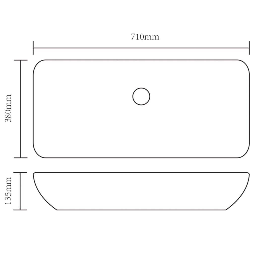 Wastafel 71x38x13,5 cm keramiek zilverkleurig