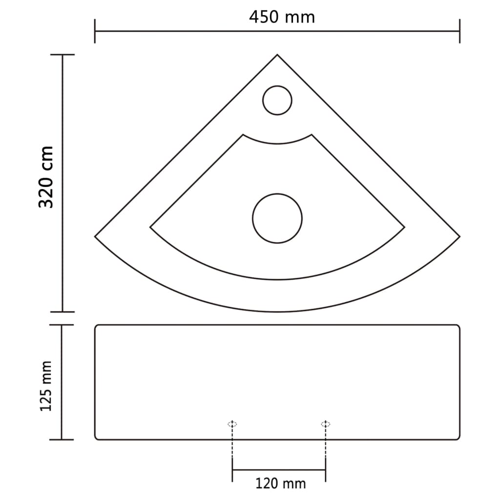 Wastafel met overloop 45x32x12,5 cm keramiek goudkleurig