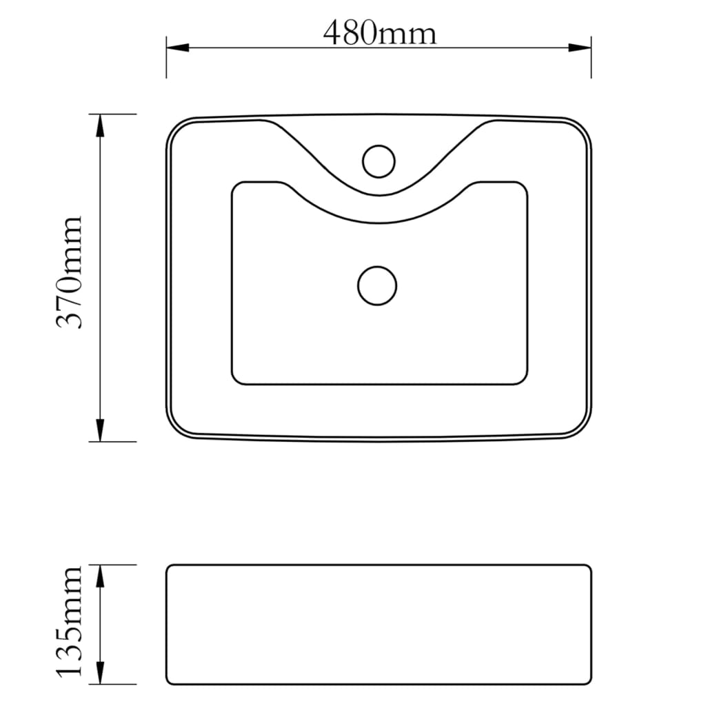 Wastafel met kraangat 48x37x13,5 cm keramiek zilverkleurig