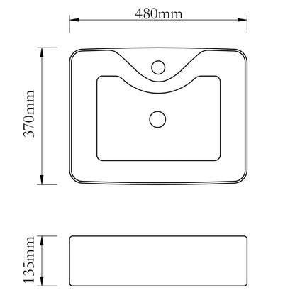 Wastafel met kraangat 48x37x13,5 cm keramiek zilverkleurig