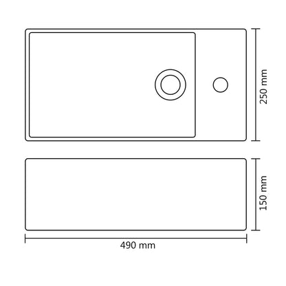 Wastafel met overloop 49x25x15 cm keramiek zilverkleurig