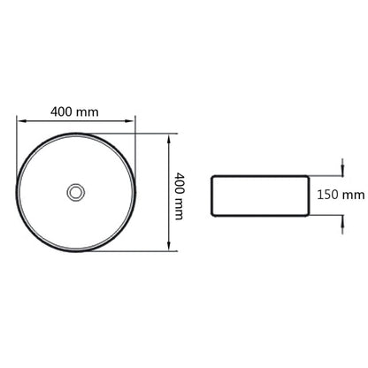 Wastafel 40x15 cm keramiek zilverkleurig