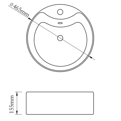 Wastafel met overloop 46,5x15,5 cm keramiek goudkleurig