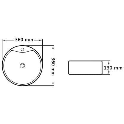 Wastafel met overloop 36x13 cm keramiek wit