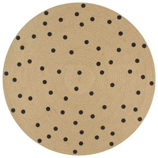 Vloerkleed handgemaakt met print polkadot 120 cm jute