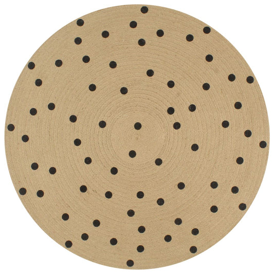 Vloerkleed handgemaakt met print polkadot 150 cm jute