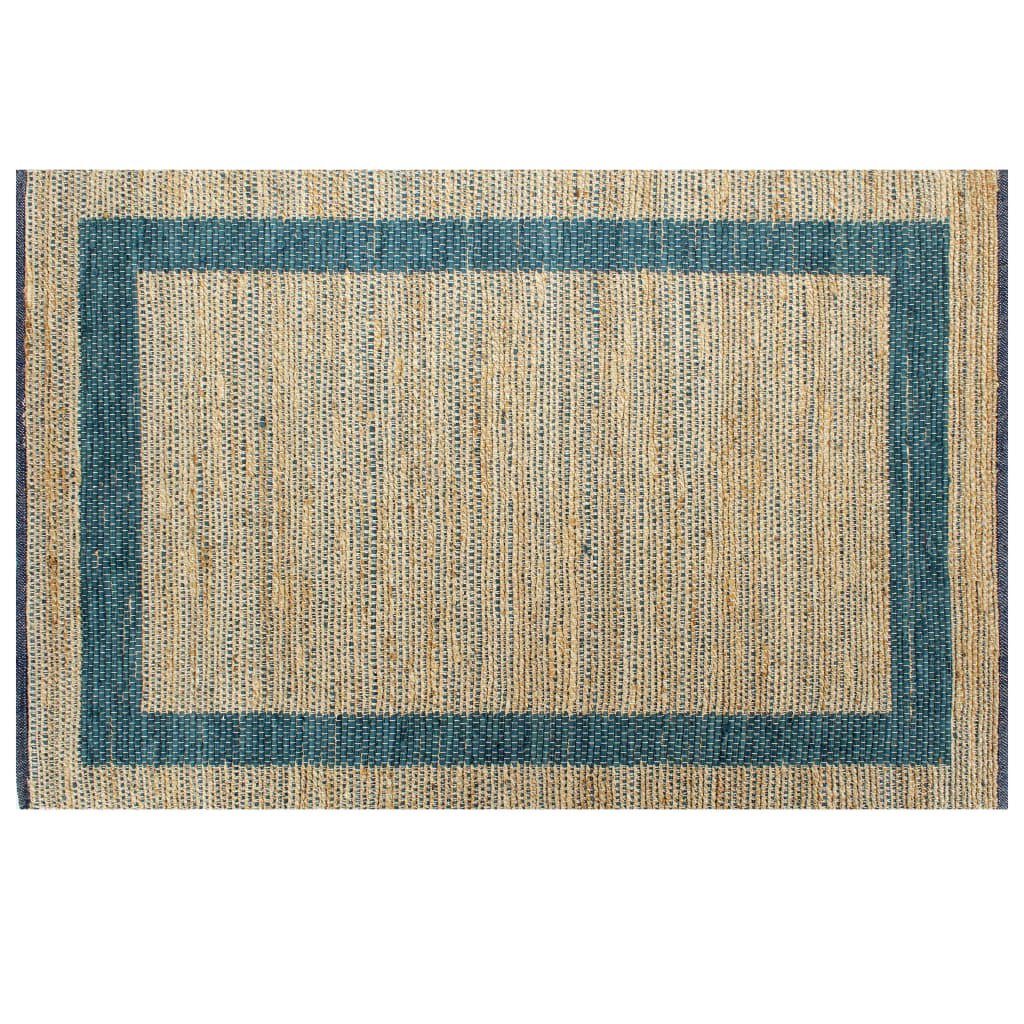 Vloerkleed handgemaakt 160x230 cm jute blauw