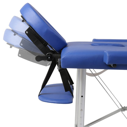 vidaXL Massagetafel met 2 zones inklapbaar aluminum frame blauw