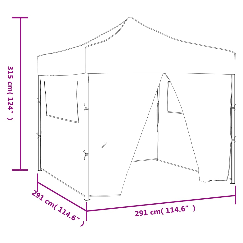 Vouwtent met 4 zijwanden 3x3 m crème