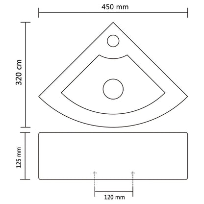 Wastafel met overloop 45x32x12,5 cm zwart