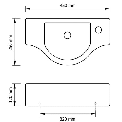 Wastafel met kraangat wit keramiek