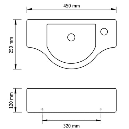 Wastafel met kraangat zwart keramiek