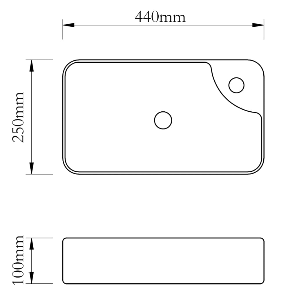 Wasbak met kraangat, keramiek, wit