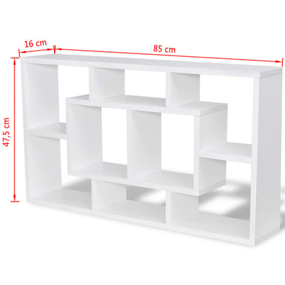 Wandschap zwevend 8 vakken wit