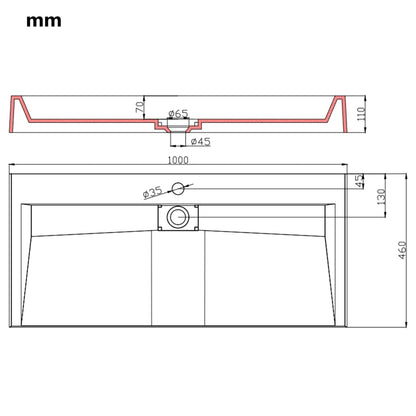 Wastafel 100x46x11 cm mineraal gegoten/marmer gegoten wit