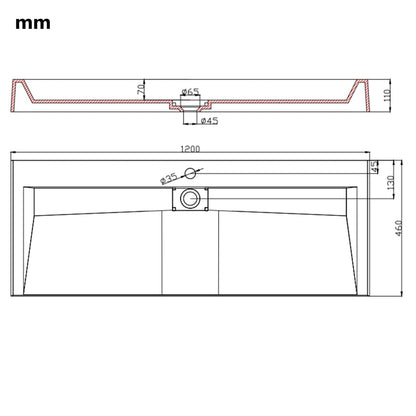 Wastafel 120x46x11 cm mineraal gegoten/marmer gegoten wit