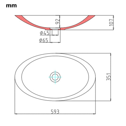 Wastafel 59,3x35,1x10,7 cm mineraal gegoten/marmer gegoten wit