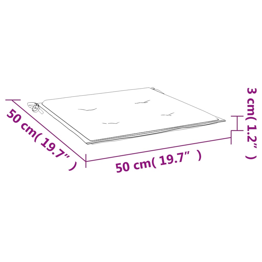 Tuinstoelkussens 2 st 50x50x3 cm stof rood