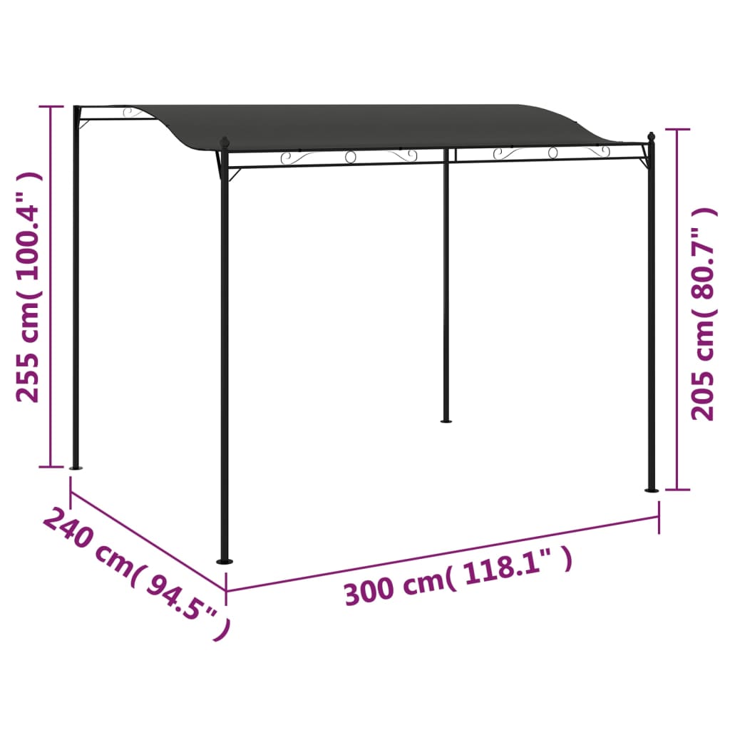 Zonneluifel 3x2,4 m antraciet