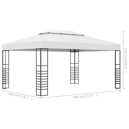 Tuinprieel 4x3x2,7 m gepoedercoat staal wit