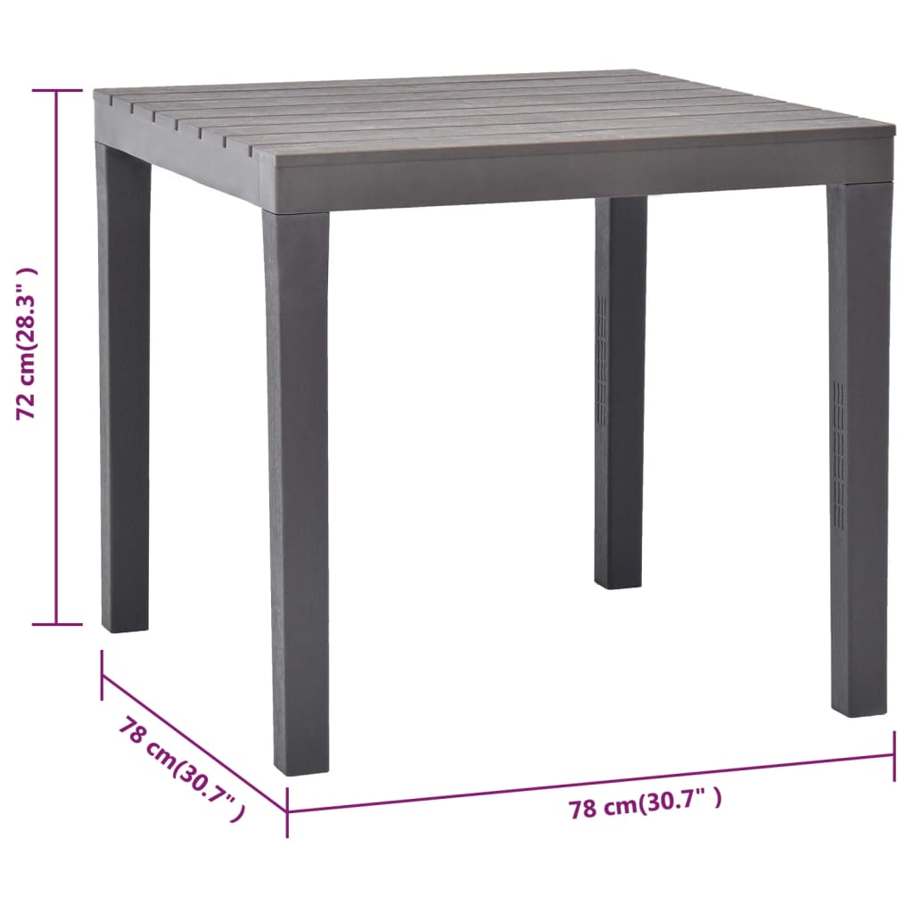 Tuintafel met 2 banken kunststof bruin