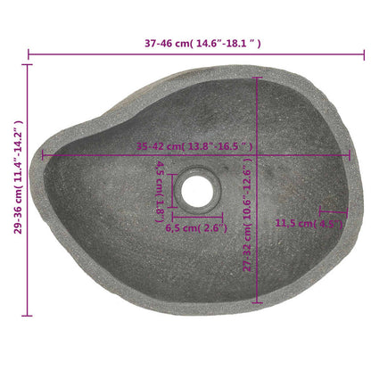 Wastafel ovaal (37-46)x(29-36) cm riviersteen