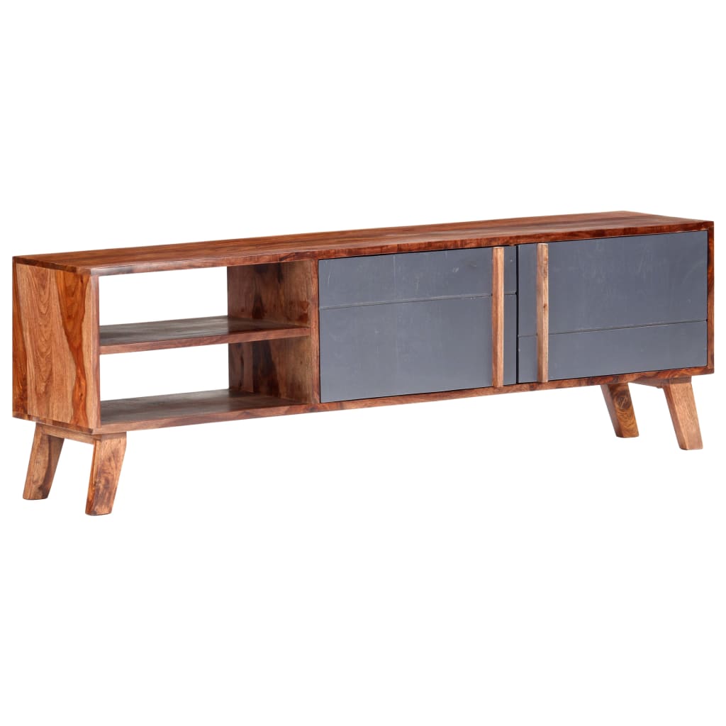 Tv-meubel 140x30x45 cm massief hout grijs