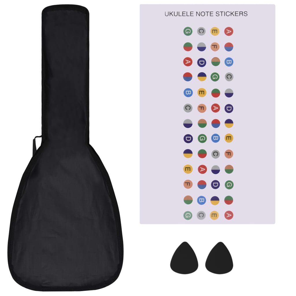 Ukuleleset met tas voor kinderen sopraan 21'' donkerhoutkleurig