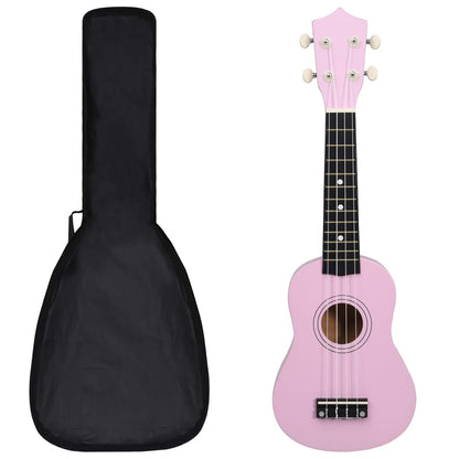 Ukuleleset met tas voor kinderen sopraan 21'' roze