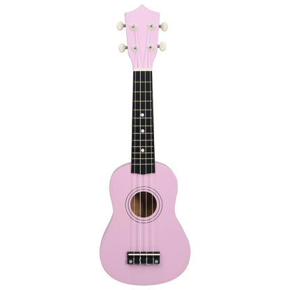 Ukuleleset met tas voor kinderen sopraan 21'' roze