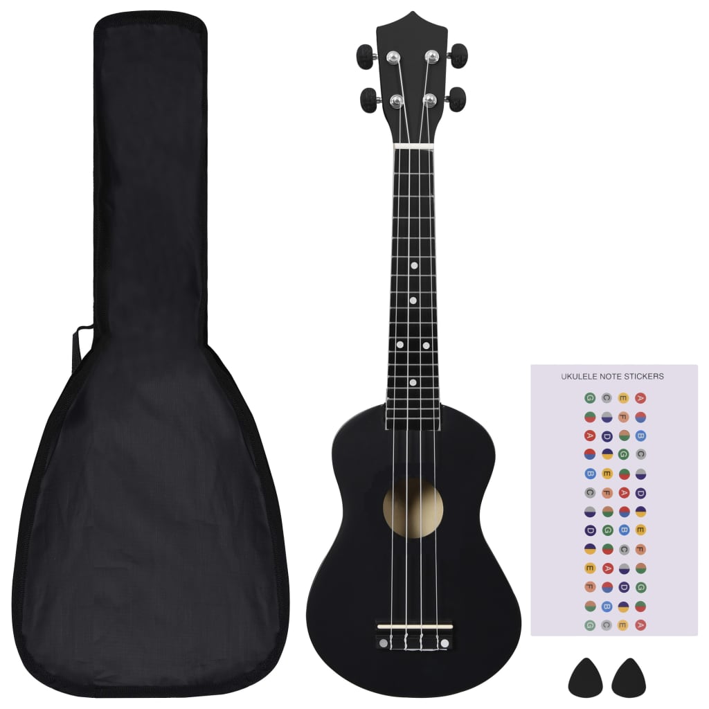 Ukuleleset met tas voor kinderen sopraan 23'' zwart