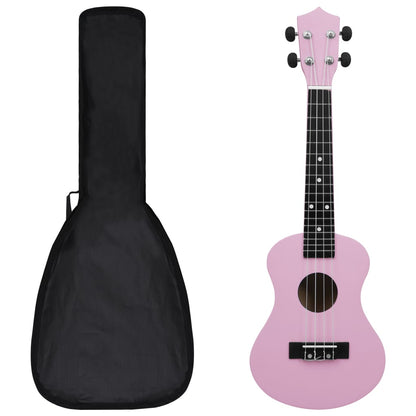 Ukuleleset met tas voor kinderen sopraan 23'' roze