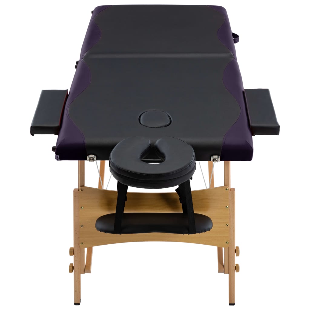 vidaXL Massagetafel inklapbaar 2 zones hout zwart