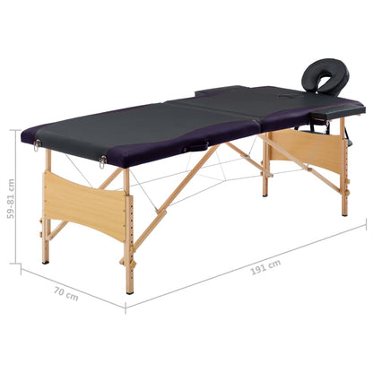 vidaXL Massagetafel inklapbaar 2 zones hout zwart