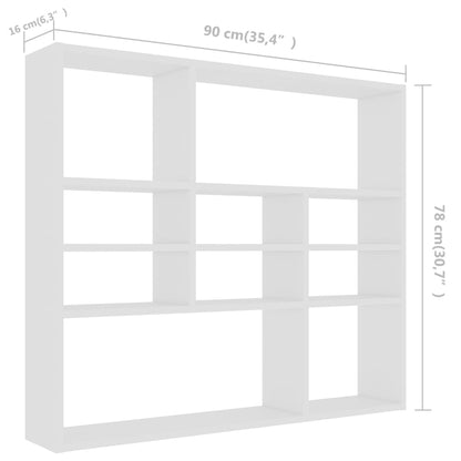 Wandschap 90x16x78 cm bewerkt hout wit