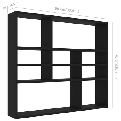 Wandschap 90x16x78 cm bewerkt hout zwart